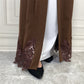 Open Lace Abaya | With Belt | Chocolate