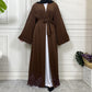 Open Lace Abaya | With Belt | Chocolate