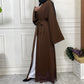 Open Lace Abaya | With Belt | Chocolate