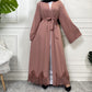 Open Lace Abaya | With Belt | Blush