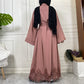 Open Lace Abaya | With Belt | Blush