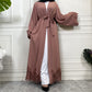 Open Lace Abaya | With Belt | Blush