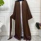 Open Lace Abaya | With Belt | Chocolate