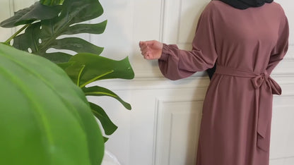 Everyday Abaya | With Belt & Pockets | Dark Rosewood