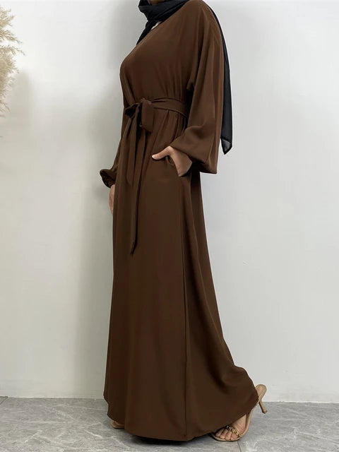 Everyday Abaya | With Belt & Pockets | Chocolate