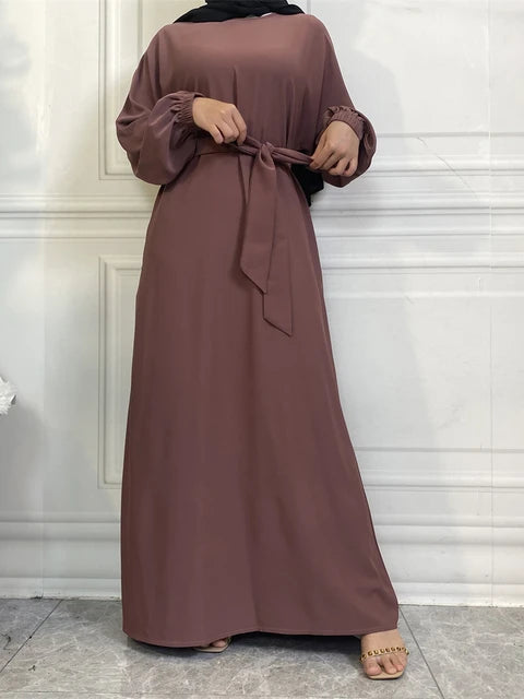 Everyday Abaya | With Belt & Pockets | Dark Rosewood